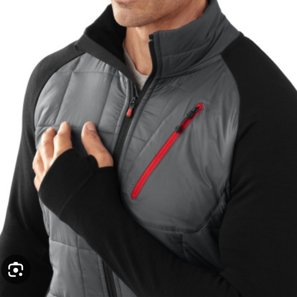 Smartwool Men's Smartloft Hybrid Jacket Gray & Black with Red Size XL